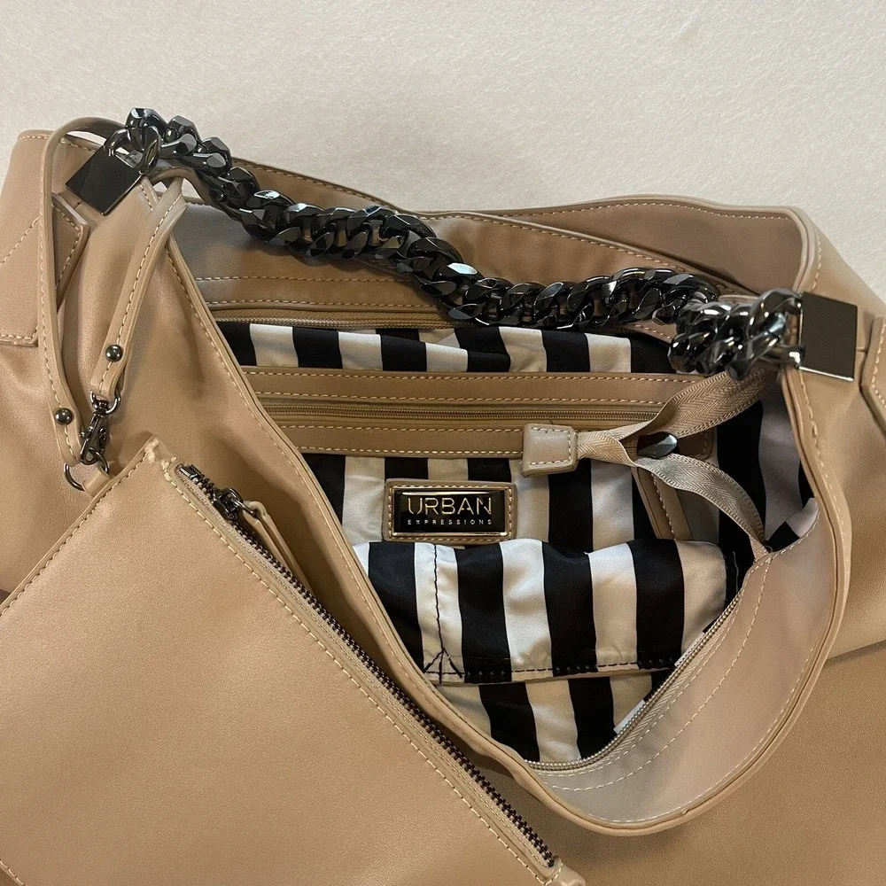 Urban Expressions Light Tan Tote Satchel Hobo Bag With Wallet Chain Strap Macy's